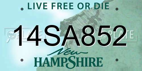 14SA852 New Hampshire License Plate