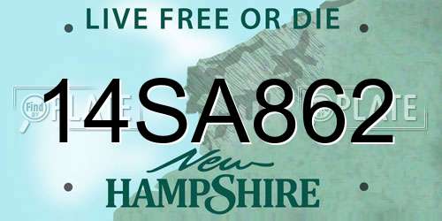 14SA862 New Hampshire License Plate