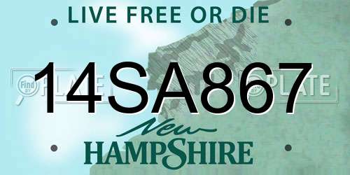 14SA867 New Hampshire License Plate