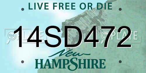 14SD472 New Hampshire License Plate