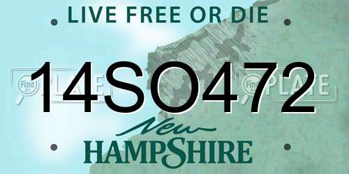 14SO472 New Hampshire License Plate