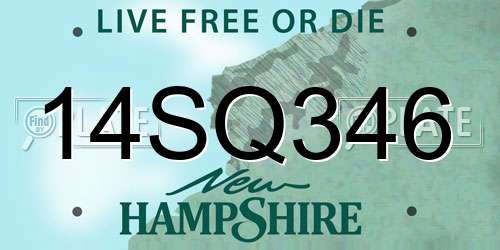 14SQ346 New Hampshire License Plate