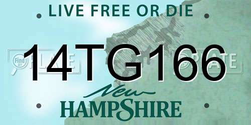 14TG166 New Hampshire License Plate