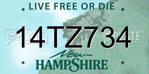 14TZ734 New Hampshire License Plate