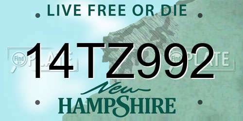 14TZ992 New Hampshire License Plate