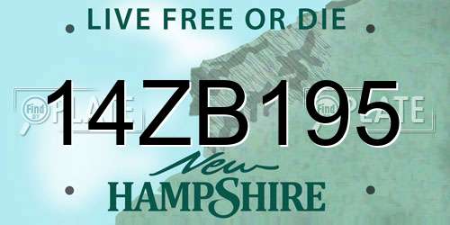 14ZB195 New Hampshire License Plate