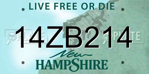 14ZB214 New Hampshire License Plate