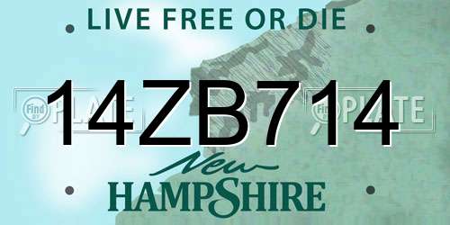 14ZB714 New Hampshire License Plate