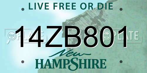 14ZB801 New Hampshire License Plate