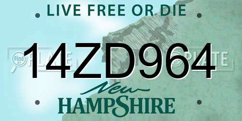 14ZD964 New Hampshire License Plate