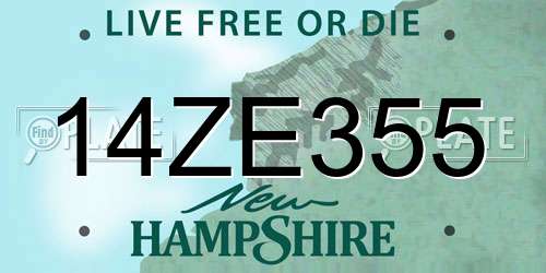 14ZE355 New Hampshire License Plate