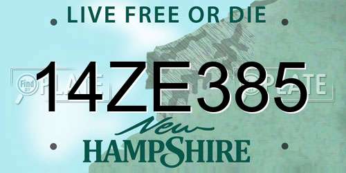 14ZE385 New Hampshire License Plate