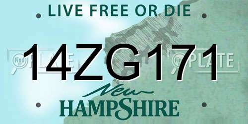 14ZG171 New Hampshire License Plate