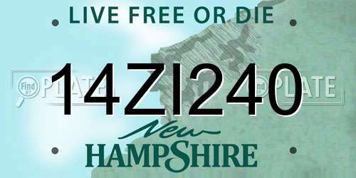 14ZI240 New Hampshire License Plate