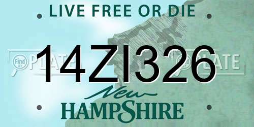14ZI326 New Hampshire License Plate