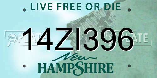 14ZI396 New Hampshire License Plate