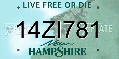 14ZI781 New Hampshire License Plate
