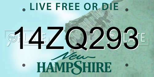 14ZQ293 New Hampshire License Plate