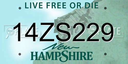 14ZS229 New Hampshire License Plate