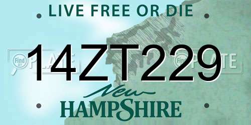 14ZT229 New Hampshire License Plate