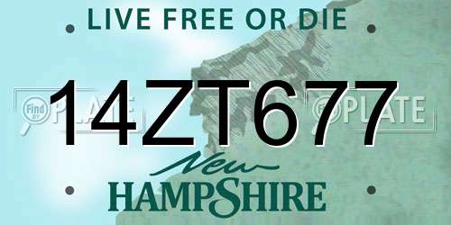 14ZT677 New Hampshire License Plate