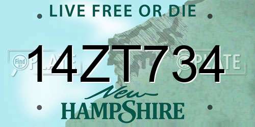 14ZT734 New Hampshire License Plate