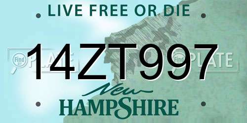 14ZT997 New Hampshire License Plate