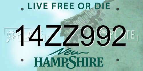 14ZZ992 New Hampshire License Plate