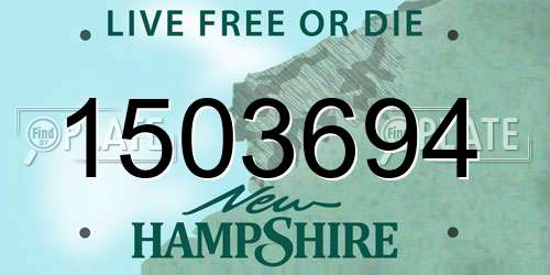 1503694 New Hampshire License Plate