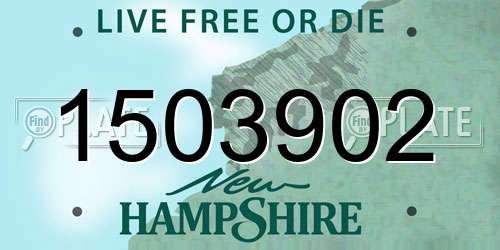 1503902 New Hampshire License Plate