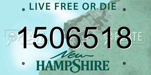 1506518 New Hampshire License Plate