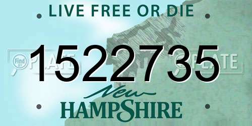 1522735 New Hampshire License Plate