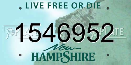 1546952 New Hampshire License Plate
