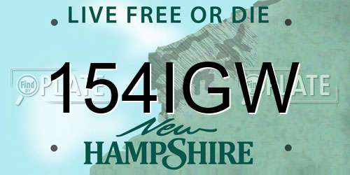 154IGW New Hampshire License Plate