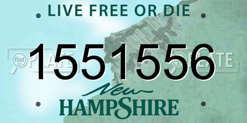1551556 New Hampshire License Plate