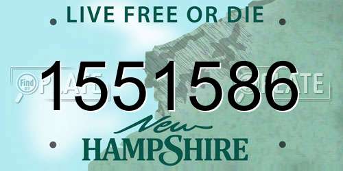1551586 New Hampshire License Plate