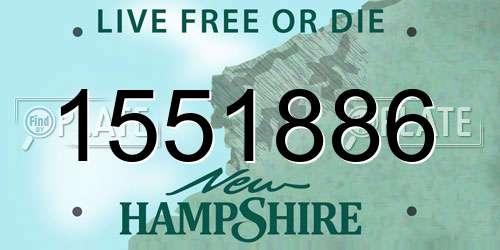 1551886 New Hampshire License Plate