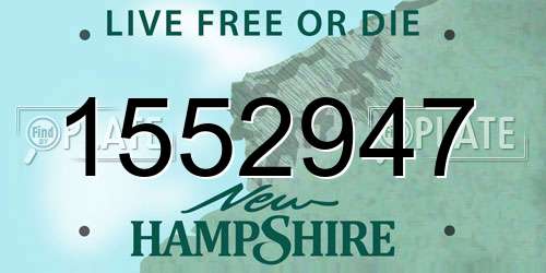 1552947 New Hampshire License Plate