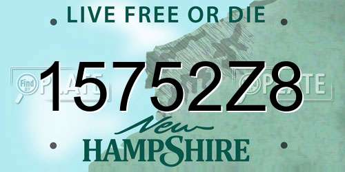 15752Z8 New Hampshire License Plate
