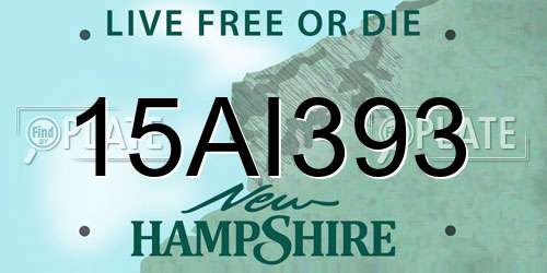 15AI393 New Hampshire License Plate