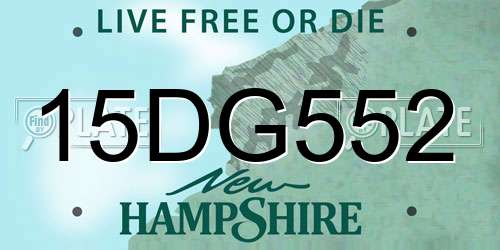 15DG552 New Hampshire License Plate