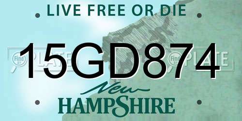 15GD874 New Hampshire License Plate