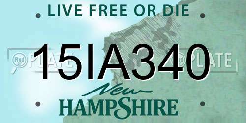 15IA340 New Hampshire License Plate