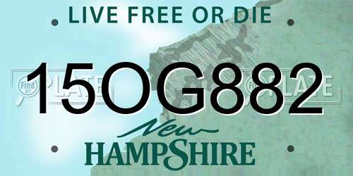 15OG882 New Hampshire License Plate