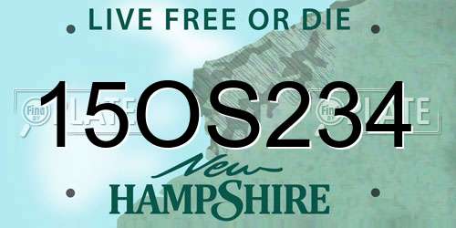 15OS234 New Hampshire License Plate