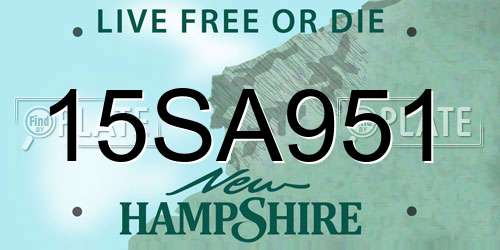 15SA951 New Hampshire License Plate