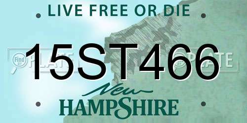 15ST466 New Hampshire License Plate