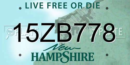 15ZB778 New Hampshire License Plate