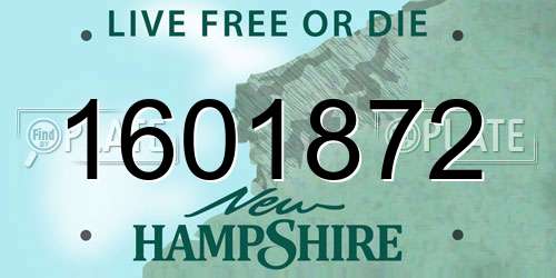 1601872 New Hampshire License Plate