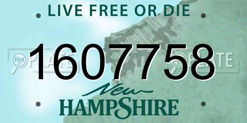 1607758 New Hampshire License Plate